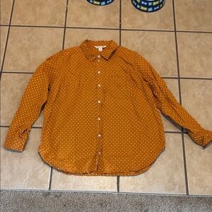 Women’s Mustard Polka Dot Button-Up Shirt